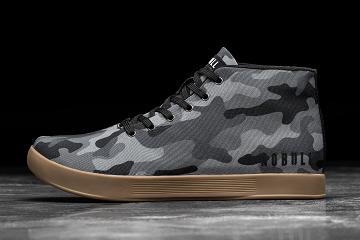 Black Nobull Camo Canvas Mid Women's Trainers | CA R1970V